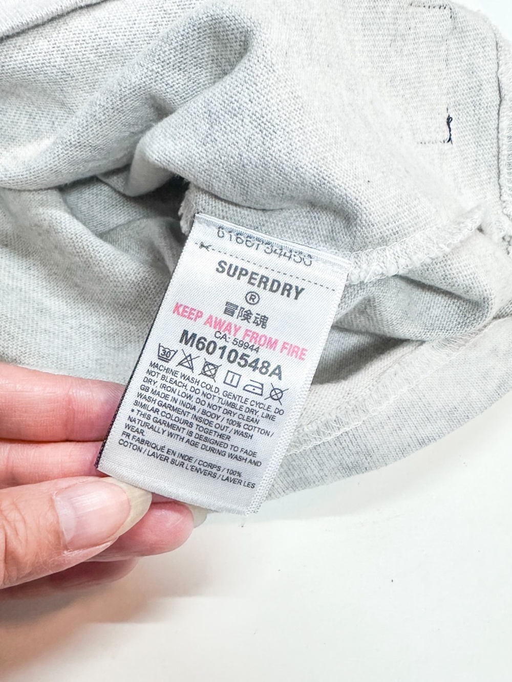 NWT SUPERDRY Long Sleeve T Shirt Mens Large Oat Marl Henley Workwear Casual Top - Picture 8 of 8